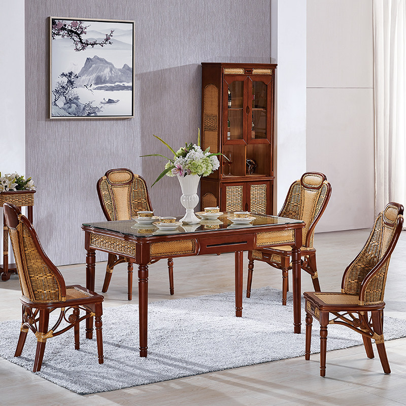 Rattan chair dining table and chair combination five-piece rattan leisure chair balcony table and chair back chair dining table and chair combination for 46 people