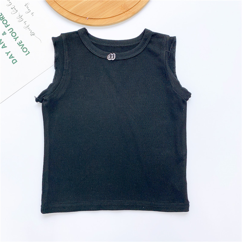 Cô gái không tay T-shirt mùa hè vest bên ngoài mặc 2020 mùa hè váy childrens nhỏ gọn đầu bé Mordale đáy.