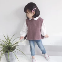 Nước cam nhà trẻ em áo len vest phiên bản nước ngoài Hàn Quốc mùa thu 2018 mới cho bé gái áo len dòng áo len thủy triều cửa hàng quần áo trẻ em