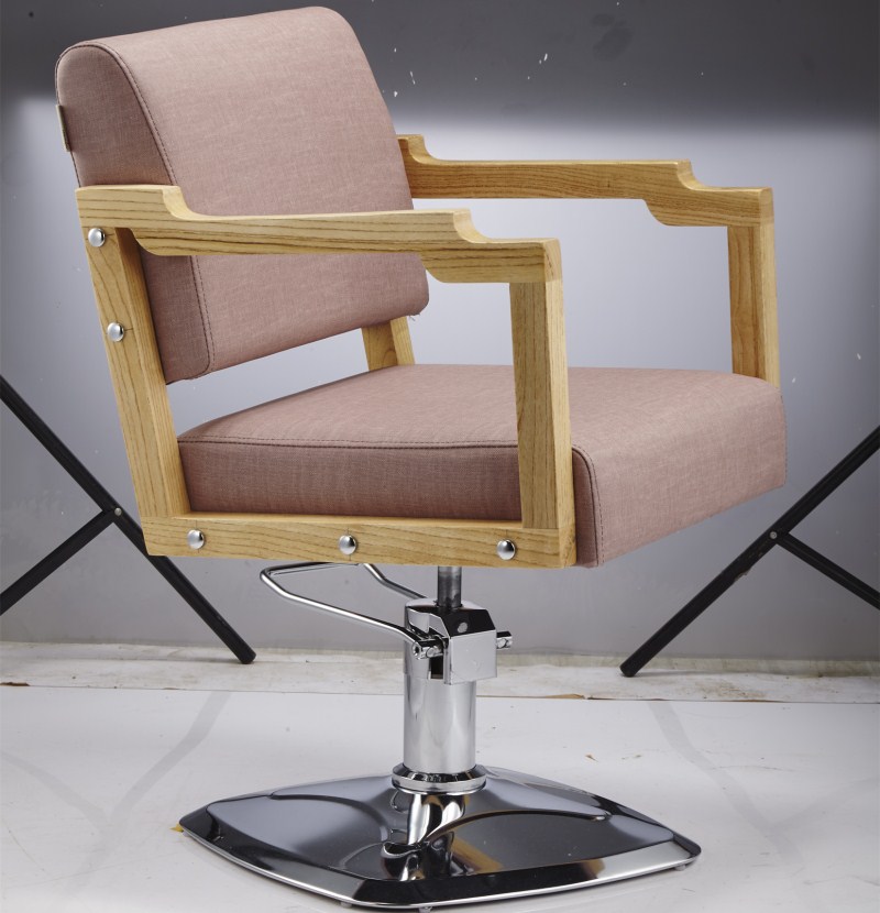 Hairdresser hair chair for lift and lowering adjustment multifunctional bar cutting chair retro wind wood chair