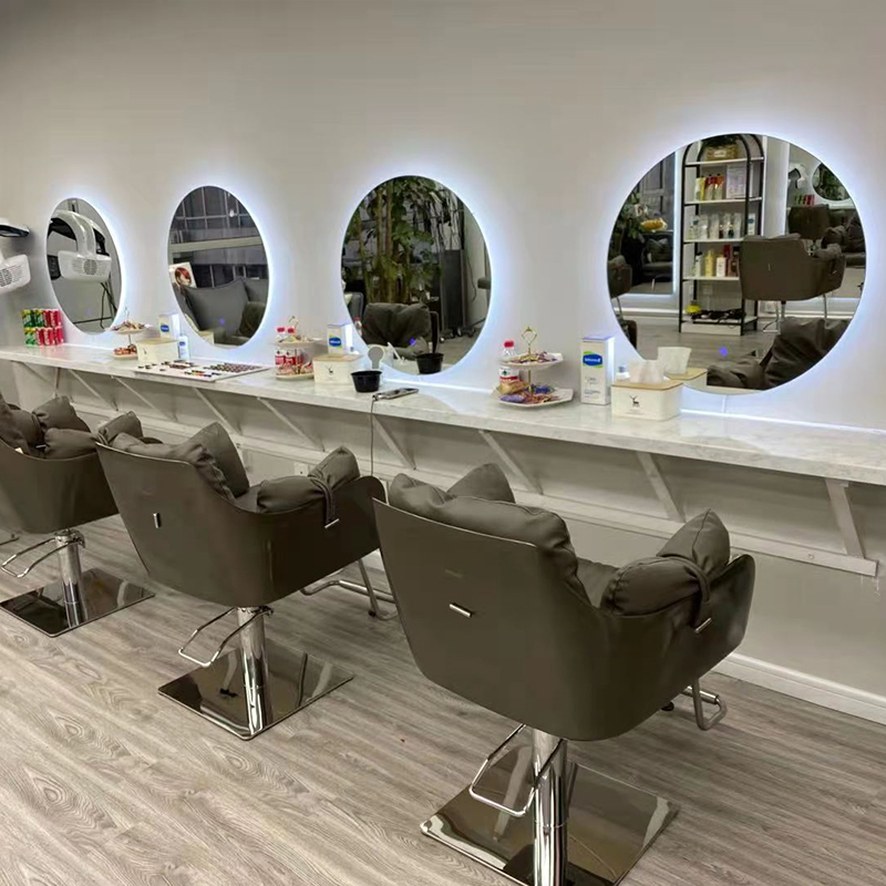 Net Red Tape Shop Mirror Desk Tide Wall wall-mounted Beauty Hair Mirror Hair Salon Special Haircut Mirror Single-sided Wall-mounted wall with lamp