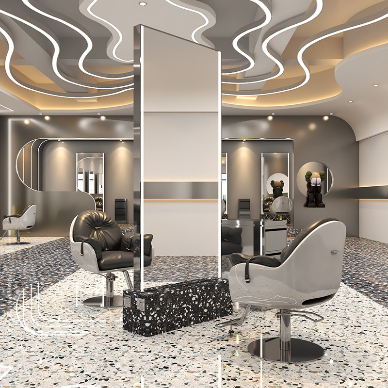 Net celebrity barber shop mirror single and double-sided floor-standing hairdressing mirror table hair salon special ins with the same hair cut mirror