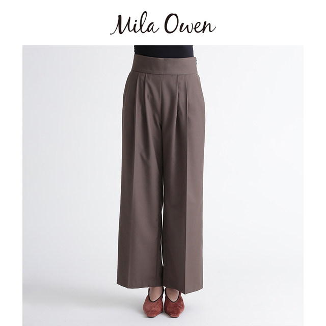 MilaOwen Japanese commuter ສີແຂງ wide-leg double pleated pants commuter pants suit pants 09WFP204022