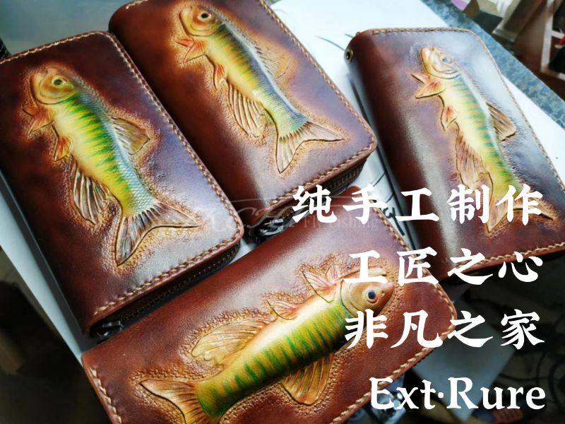 Micro things horse mouth sequin bag real cowhide hand painted leather carving channel catfish salmon trout Luya Mino bag