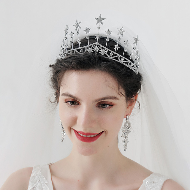 Bride star headdress wedding star hoop birthday party goddess water drill princess crown photography