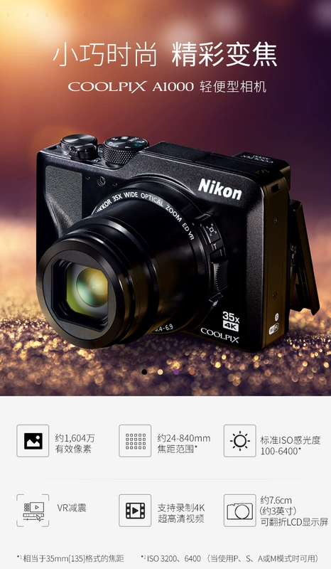 Máy ảnh kỹ thuật số Nikon COOLPIX A1000 Dual VR VR Độ phóng đại cao - Máy ảnh kĩ thuật số