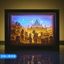 Light encounters surrounding sky games light and shadow paper carving lights creative decorative night lights three-dimensional paper carving light boxes DIY material gifts