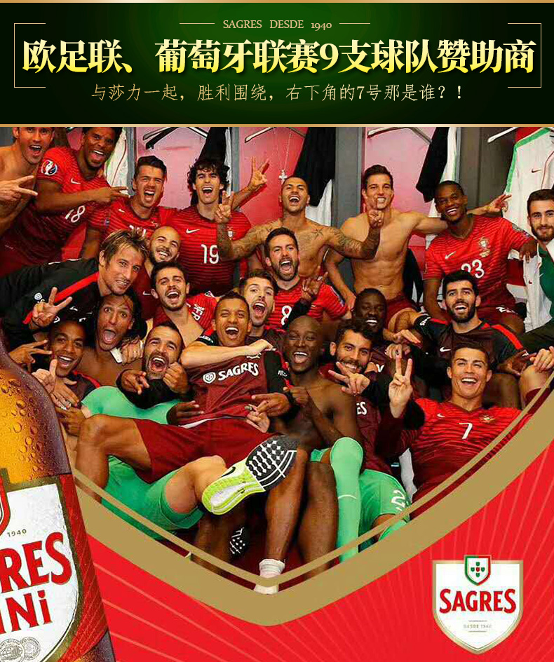 葡萄牙国足赞助商 SAGRES 莎力 黄啤 250ml*12瓶 图3