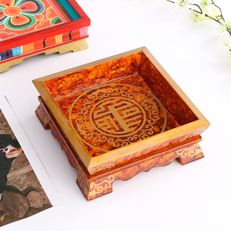Tibetan-Style Fruit Plate, Bamboo Tray, Inner Mongolia-Style Dinner Plate, Meat Plate, Household Dried Fruit Plate, Candy Plate