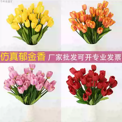 Simulation tulip flower branches 9 Heads 7 silk flowers single gardening decoration real estate flower beds festival layout beautiful flowers