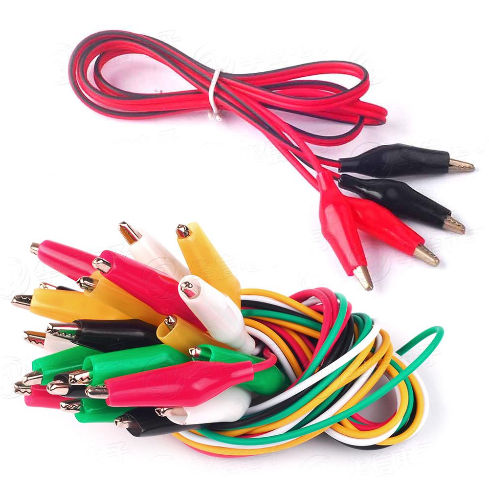 Double Head Crocodile Clip Wire Test Line with Line Crocodile clip 2 Line 4 clips 5 Color 50CM 1 2M