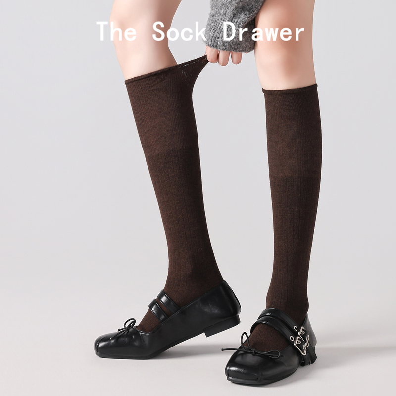 Melard Coffee-Colored Loose Long Socks for Girls, Autumn Korean Style ins Trendy College Style, Slight Compression Slimming Calf Socks Melard Coffee-Colored Loose Long Socks for Girls, Autumn Korean Style ins Trendy College Style, Slight Compression Slimming Calf Socks