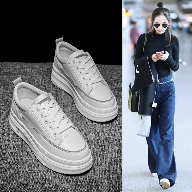 Boomer Genuine Leather Truffle Shoes Women 2022 Spring New Korean Version Casual Comfort Thick Bottom Inner Heightening Net Red Little White Shoes