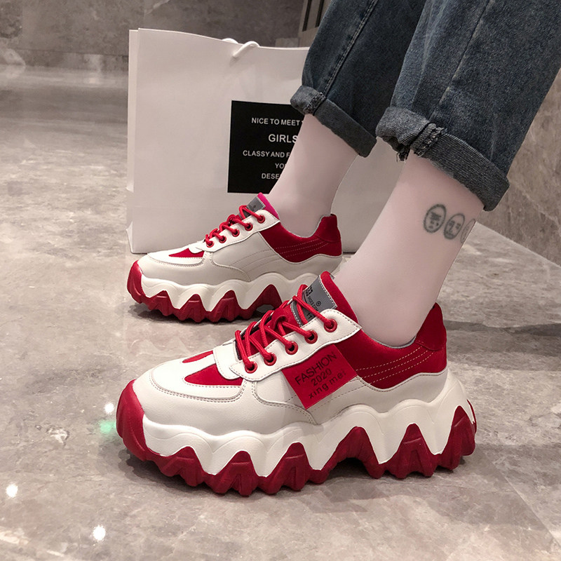 Tide brand Internet celebrity daddy shoes ins2022 new spring leather women's shoes all-match thick-soled muffin casual sneakers
