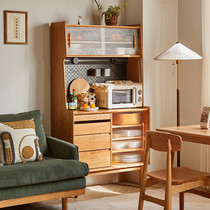 Nordic solid wood sideboard retro cherry wood Japanese style living room sideboard kitchen storage cabinet integrated tea cabinet wine cabinet