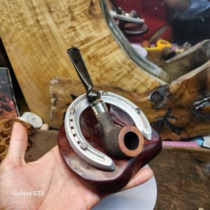 High-end retro horseshoe horseshoe pipe rack blood sandalwood mahogany large medium and small straight curved pipe unit pipe display stand