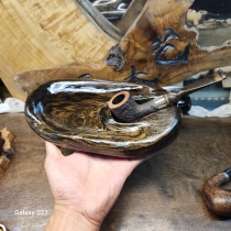 Purely handmade high-end golden nanmu ebony pipe operating plate solid wood unit pipe rack wake up tray small leaf Zhennan