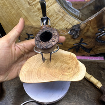 Handmade Taihang Thuja unit pipe rack solid wood with stainless steel frame universal straight curved pipe display bracket seat