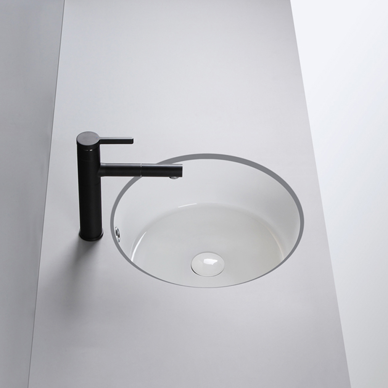 Flat bottom ceramic positive round off-stage basin balcony embedded washbasin washbasin diameter 400300350 35