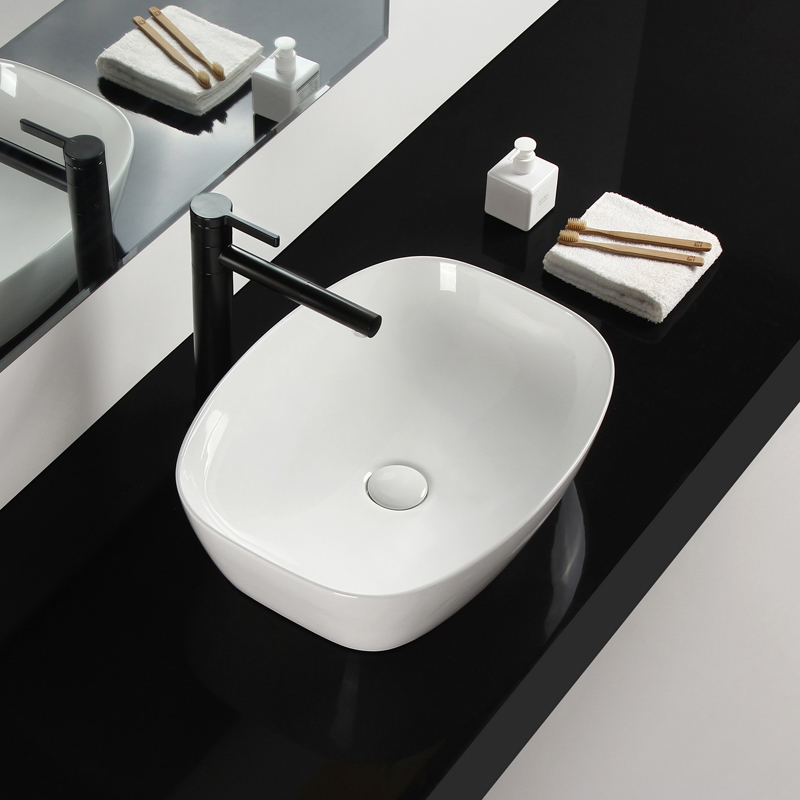 ‼️‼️Oval table basin Home Ceramic Wash Basin Single Sink Art Washbasin Makeup Room Water Basin