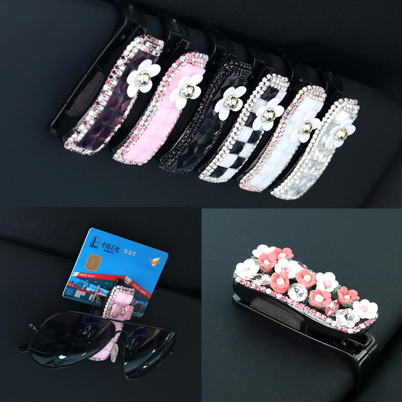 Vehicular spectacle clamps Multi-functional vehicle sunglasses bracket Eye Case Inlaid Drilling Car Visor Clips Children-Taobao
