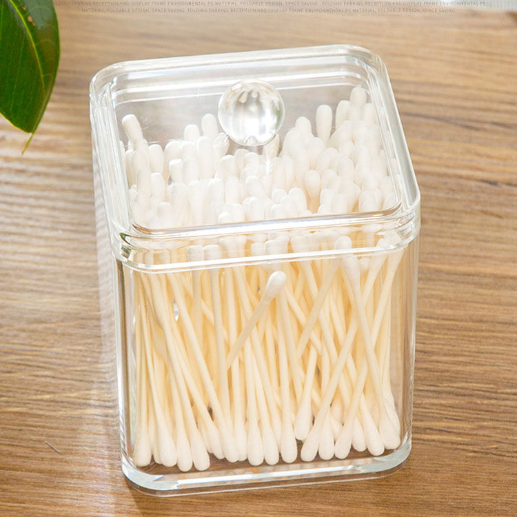 Makeup table Cotton jewelry storage box with lid dustproof Acrylic transparent cute simple household cotton swab box