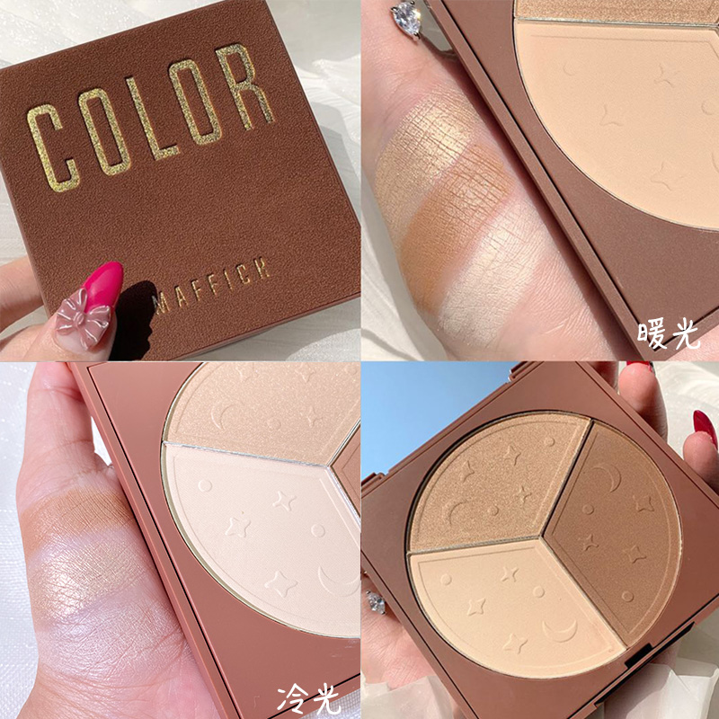 Three-color highlight repair volume concealer three-dimensional nose shadow powder matte brightening shadow silhouette combination blush all-in-one plate