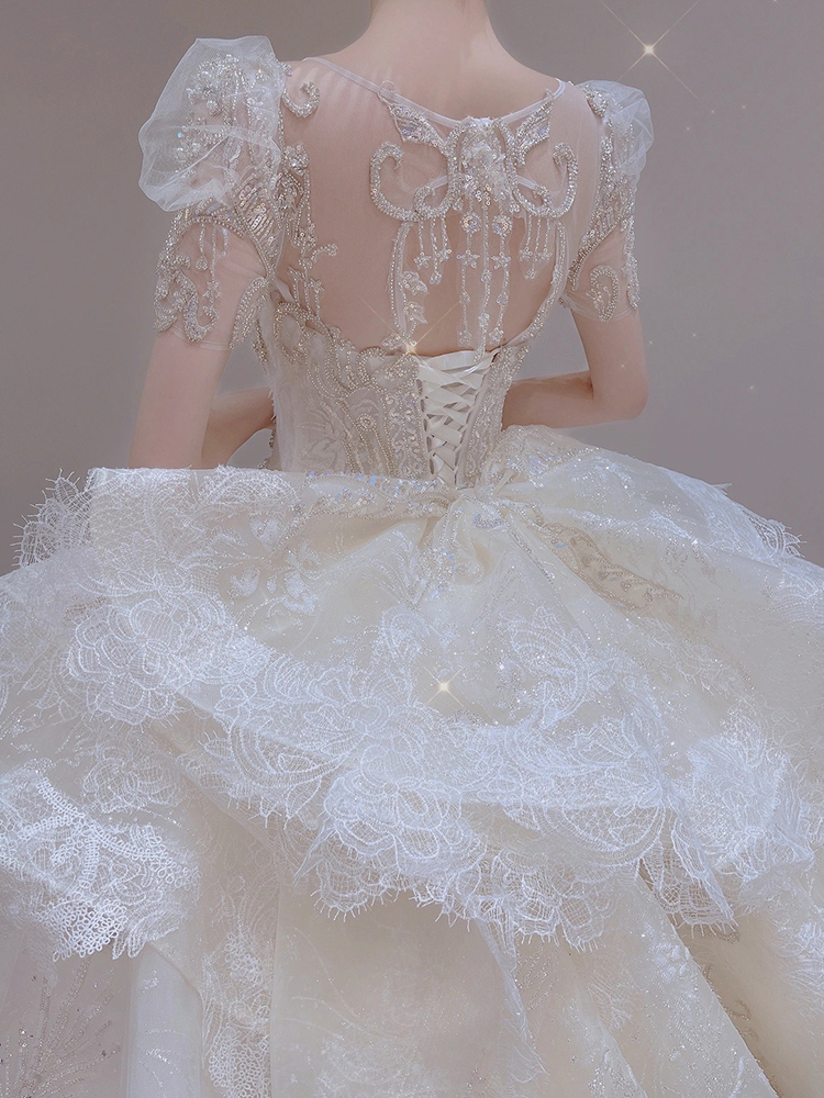 French Fighting Princess Wedding 2024 New Bride Female Female Lord Yarn Heavy Industry Luxury Drag Advanced Palace French Fighting Princess Wedding 2024 New Bride Female Female Lord Yarn Heavy Industry Luxury Drag Advanced Palace