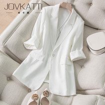 White blazer womens 2021 summer new small man three-quarter sleeve all-match thin slim small suit top