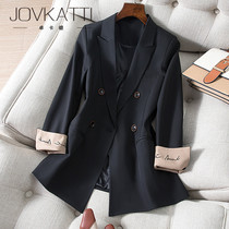 Black blazer womens 2021 new design sense niche slim-fitting thin white-collar professional overalls top trend