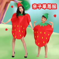 June 1 fruit clothes parent-child childrens catwalk performance clothing Strawberry environmental clothing Childrens fashion show performance