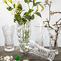  Glass vase decoration living room flower arrangement dried flowers Nordic rich bamboo transparent water culture modern simple hydroponic large vase