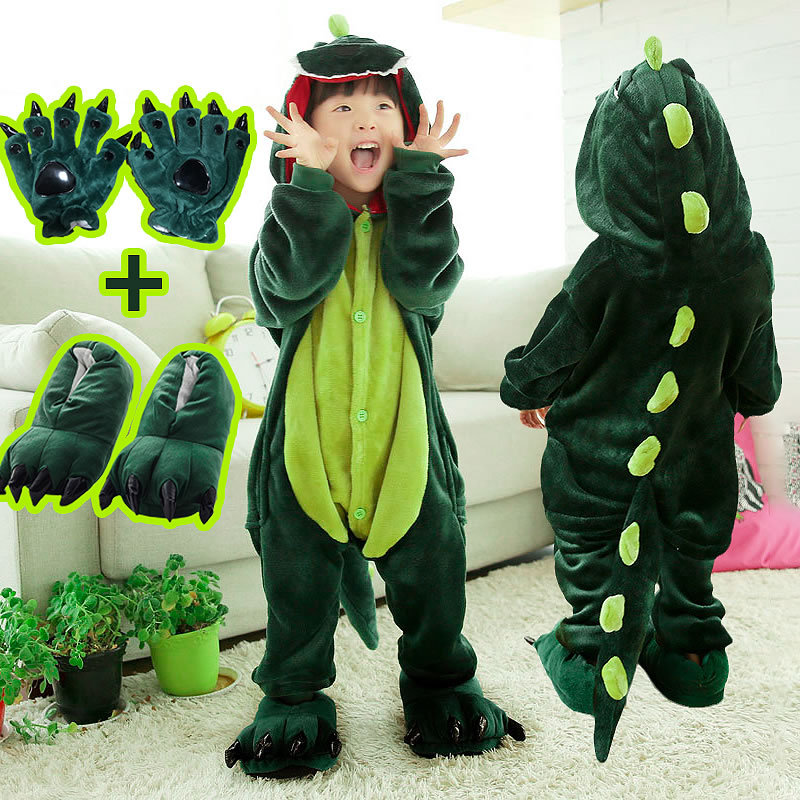 Dinosaur Clothes Kidsren's One-Piece Pajamas Boys Spring & Fall Girls Autumn and Winter Boys Animal Cartoon Baby Winter Kids