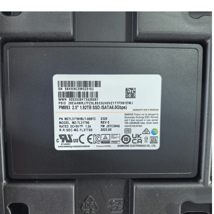 Samsung Pm893 1.92t Solid State Drive Mz7L31T9Hblt-00B7C/00A07 Samsung Pm893 1.92t Solid State Drive Mz7L31T9Hblt-00B7C/00A07