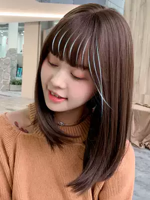 Wig women's long hair net red inner buckle repair face full head sleeve short hair Yana natural round face shoulder collarbone hair