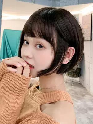 Wig female short hair net red round face temperament fashion bobo natural face repair fluffy full head cover bobo hairstyle