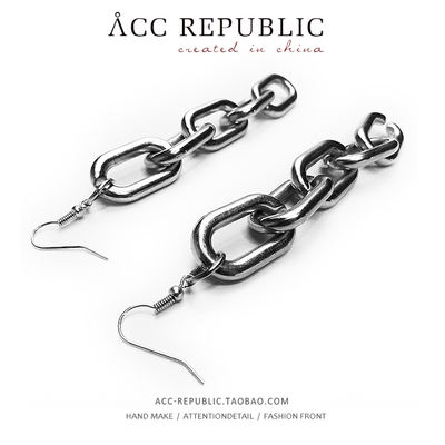 Chain earrings, long tassels, asymmetrical chain earrings, circular stud earrings, Korean earrings, trendy and unique style