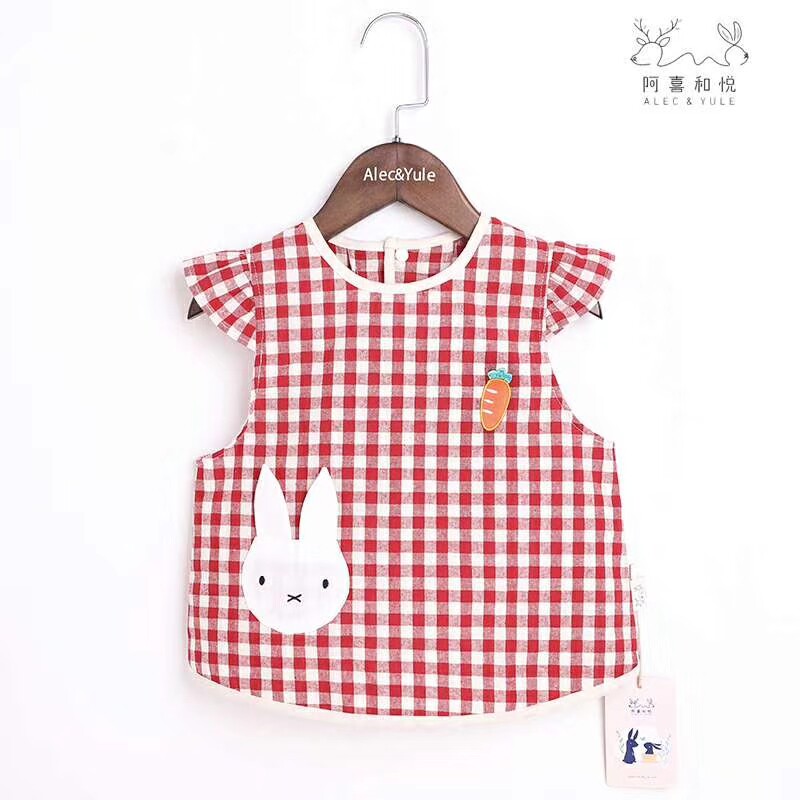 Baby eating bib pocket Children's summer and autumn thin cotton sleeveless waterproof jacket Anti-dirty artifact Baby eating bib protector
