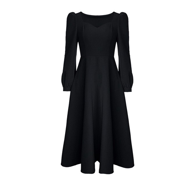 Autumn and winter plus-size women's clothing, foreign style, age-reducing mid-length dress, female fat sister, slim waist, long-sleeved long-sleeved bottoming dress