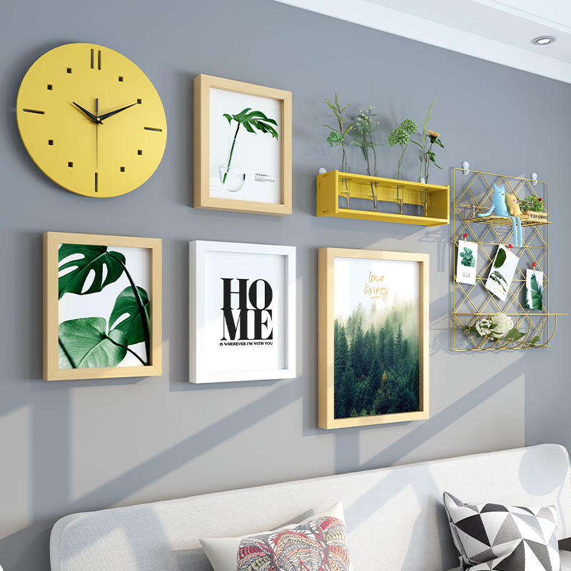 Simple modern living room photo wall decoration photo frame wall creative bedroom sofa background photo wall hanging wall without punching