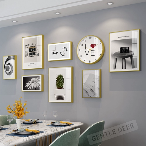 Современная минималистская гостиная декоративная живопись пейзажа картина диван фоновая картина стены.