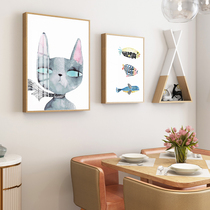 Restaurant decoration painting clock dining hall wall hanging painting modern simple Nordic style sofa background wall painting light luxury