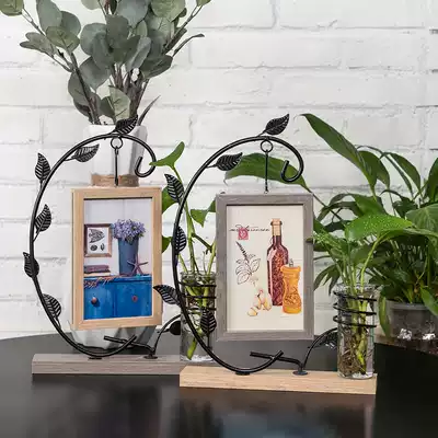 Creative Nordic personality 6-inch wrought iron photo frame table 7ins one-piece combination double-sided photo frame living room hydroponic ornaments