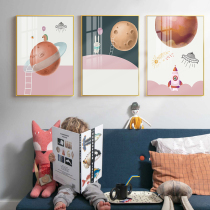 Simple cartoon wall decoration painting boy and girl bedroom bed head fresh hanging painting childrens room fresco sofa background wall