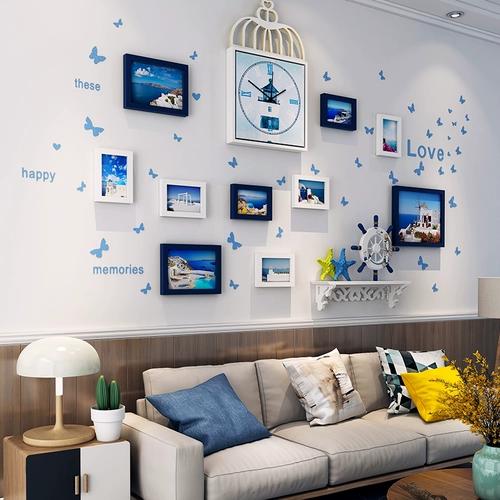 Средиземноморская фоторамка для фото, подвесная стена, персонализированная креативная наклейка на стену в сочетании с птичьей клеткой, гостиной, диваном, фоном, украшением стены