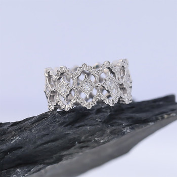 Dongdaemun s925 all-over sterling silver seiko full diamond lace ring high-end hollow men and women couple ring