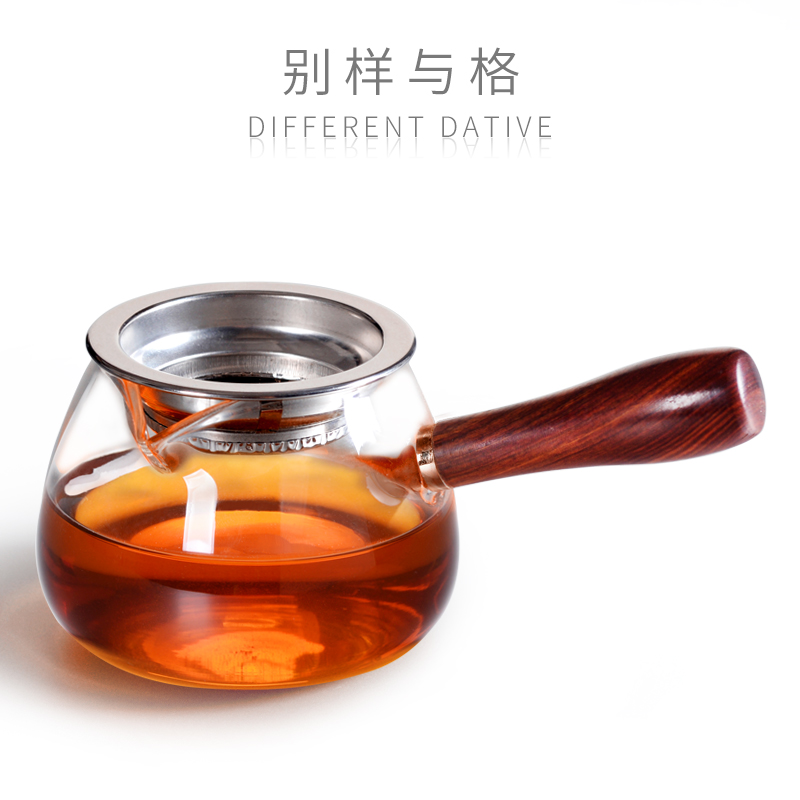 Wooden Glass Road cup tea leak integrated tea ware Gong style tea cup Japanese high-grade thick heat-resistant side handleb single