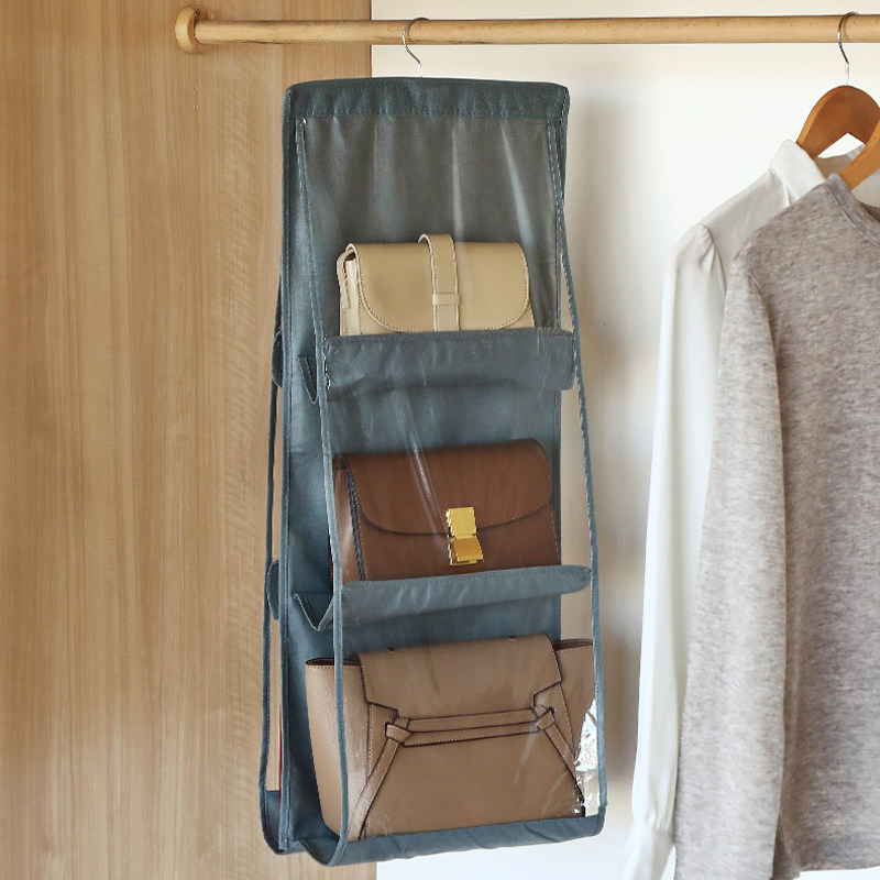 Bag storage hanging bag Hanging door behind the fabric dustproof household wardrobe storage rack Dormitory artifact clothing kitchen storage bag