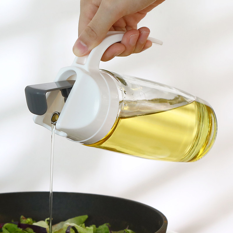 Japanese glass oil can fill oil pour oil leak proof kitchen household automatic opening and closing large capacity soy sauce vinegar oil tank oil bottle