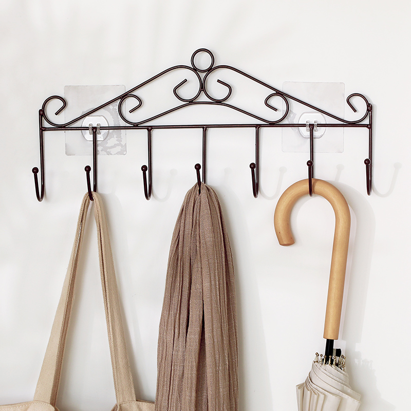 Strong adhesive door rear hook No-mark nail-free adhesive hook wall wall-mounted clothes hanger kitchen bathroom wall set object shelf